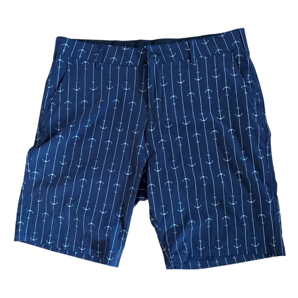 Trunks Shorts Navy Blue Mens 36 Anchor Print Nautical Resort Vacation
